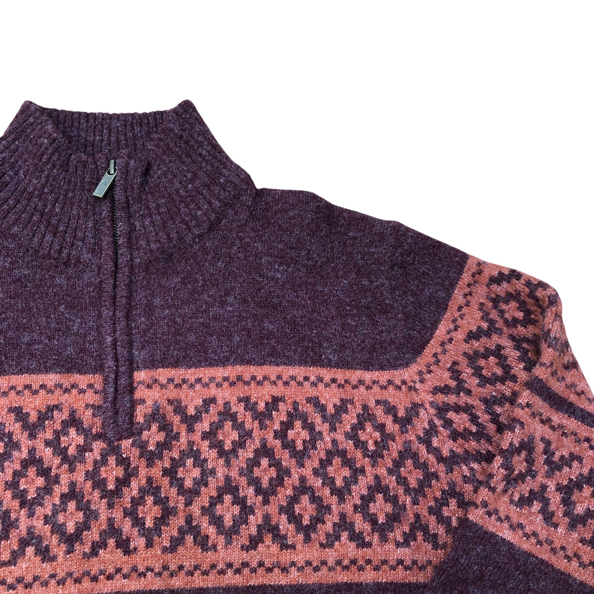 Weird Fish Wool Blend Quarter Zip Mull Wine Sweater Size M