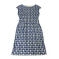 Printed Dress UK12 Women's Cap Sleeve Pineapple Pattern Blue Cotton