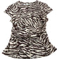 River Island Women's Animal Print Tunic Top UK Small Brown Short Sleeve