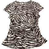 River Island Women's Animal Print Tunic Top UK Small Brown Short Sleeve