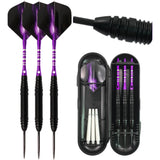 Purple Steel Tip Darts Set 22g with Carry Case and Extra Flights Indoor Game