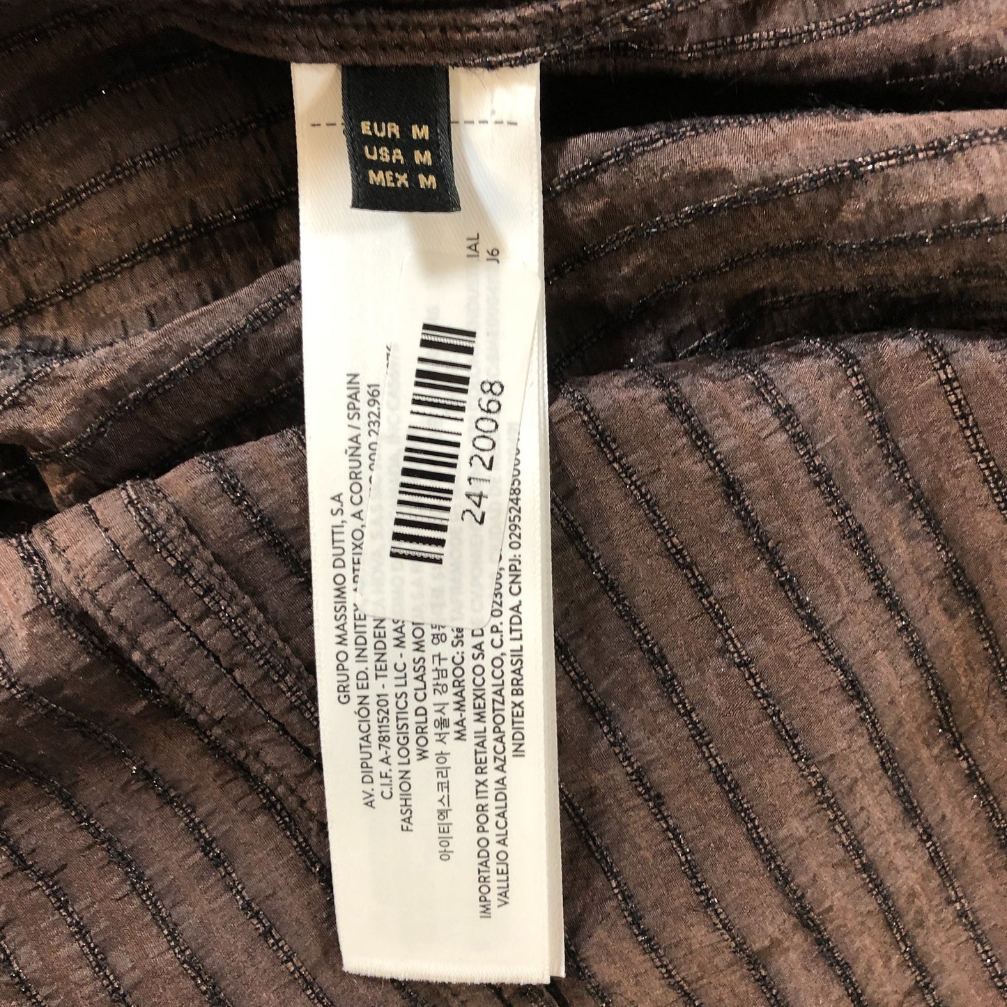 Massimo Dutti Sleeveless Top Women's Striped Silk Blend Dark Brown M UK12-14