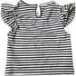 Girls Striped Top with Ruffled Sleeves Navy and White 9-Years