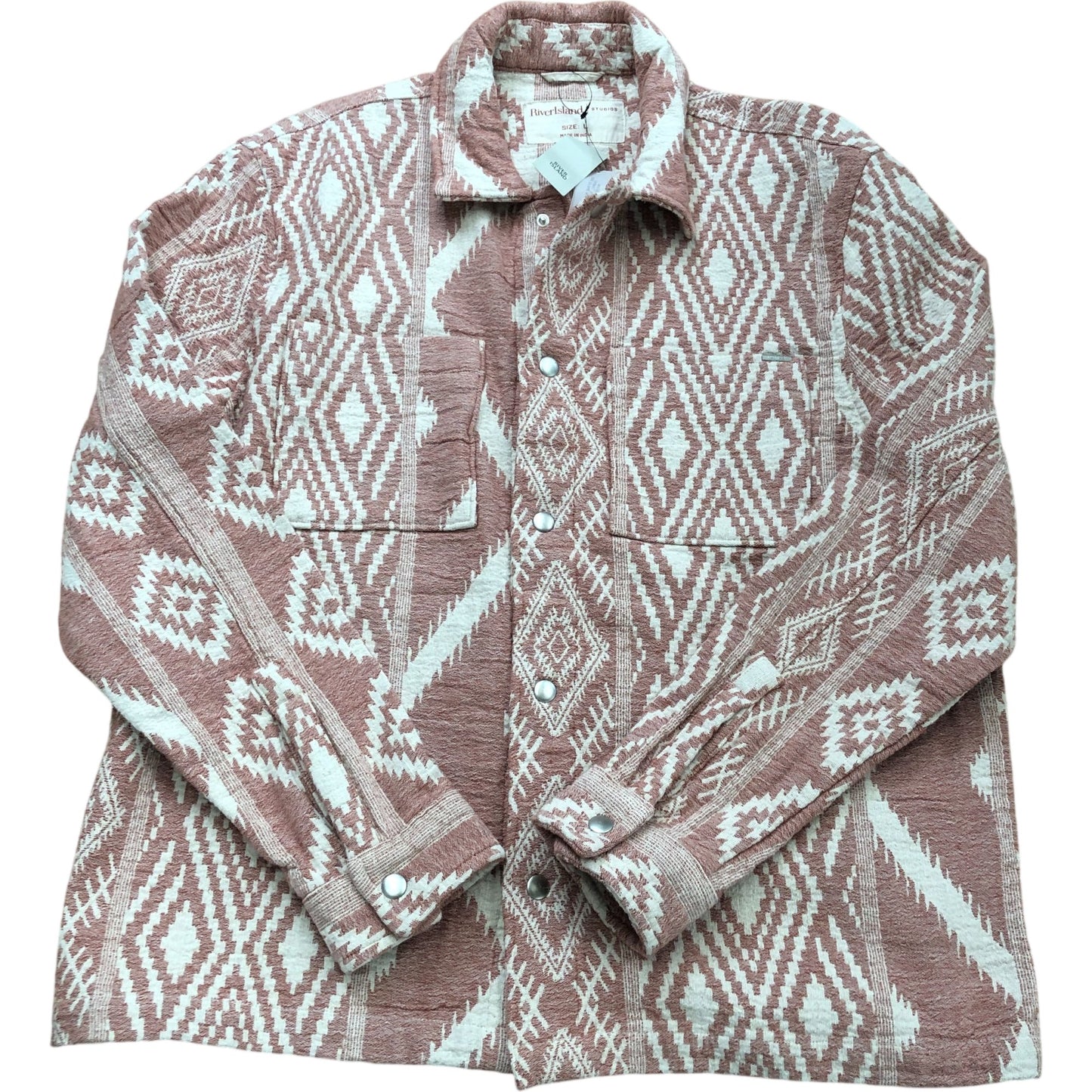 River Island Size S Cotton Aztec Print Button Front Overshirt