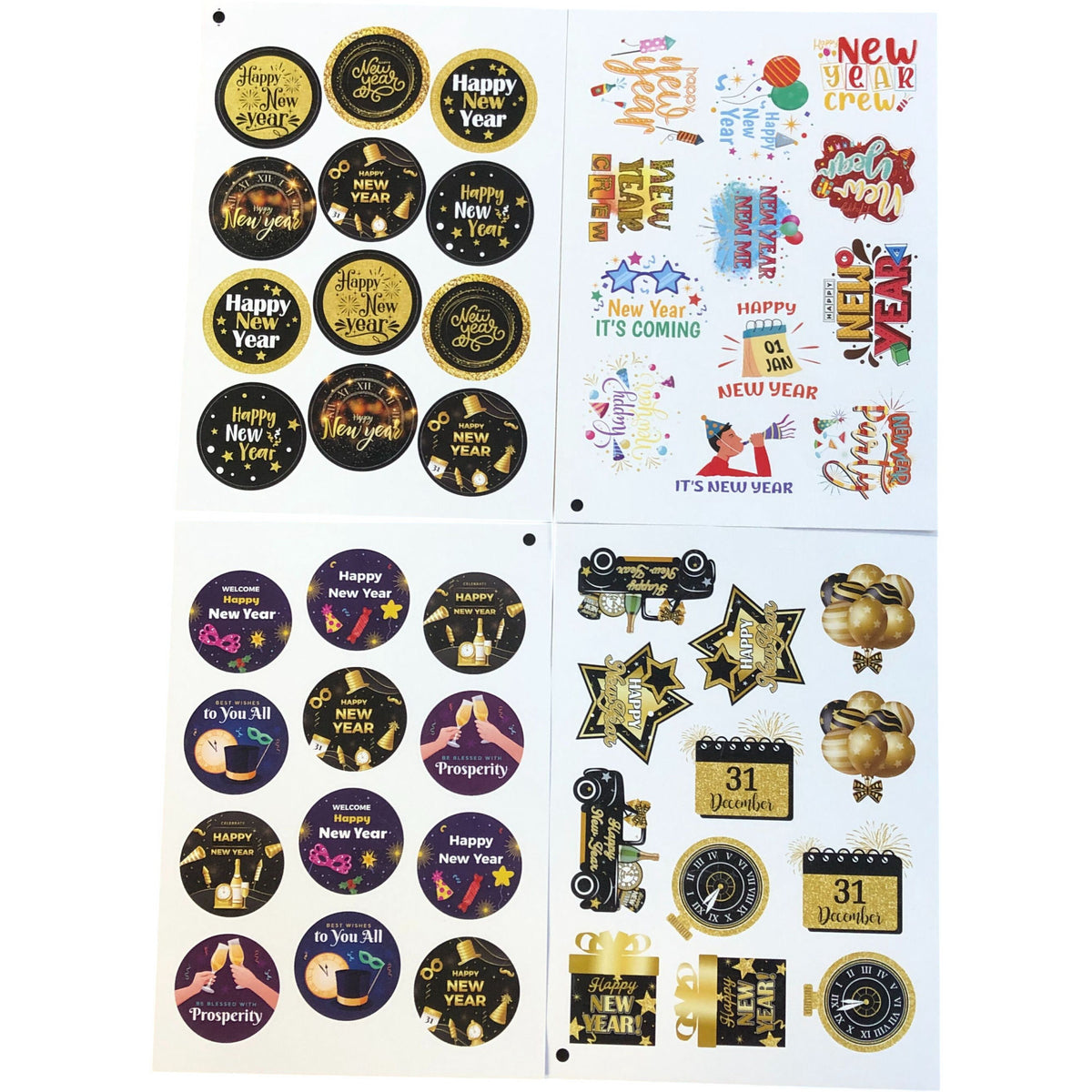 Happy New Year Self Adhesive Stickers 48Pcs