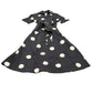 River Island UK10 Women's Black White Polka Dot Midi Dress Belted Short Sleeve