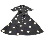 River Island UK10 Women's Black White Polka Dot Midi Dress Belted Short Sleeve