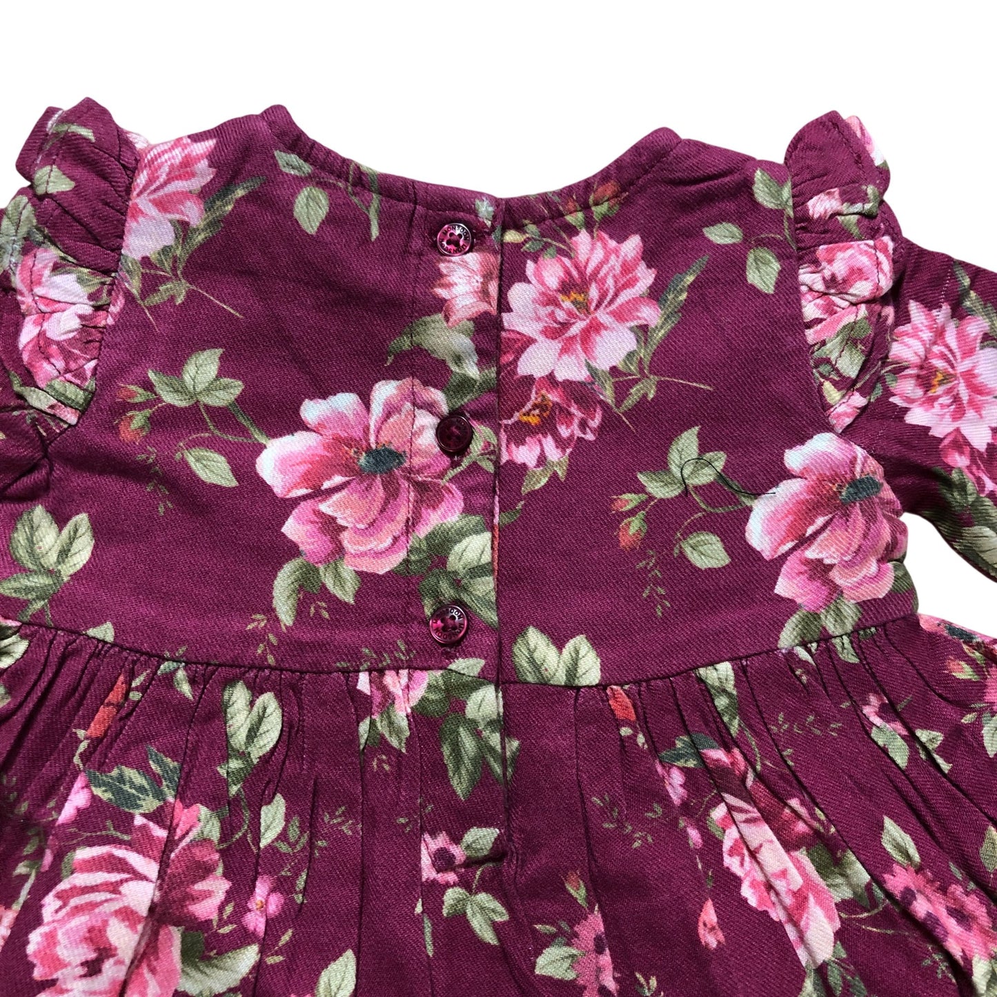 Floral Dress 3-6 Months Baby Girl Long Sleeve Pink Bow Detail