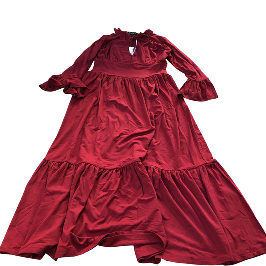 Baukjen Maxi Dress UK6 Women's Red Long Sleeve Flared Hem Soft Jersey