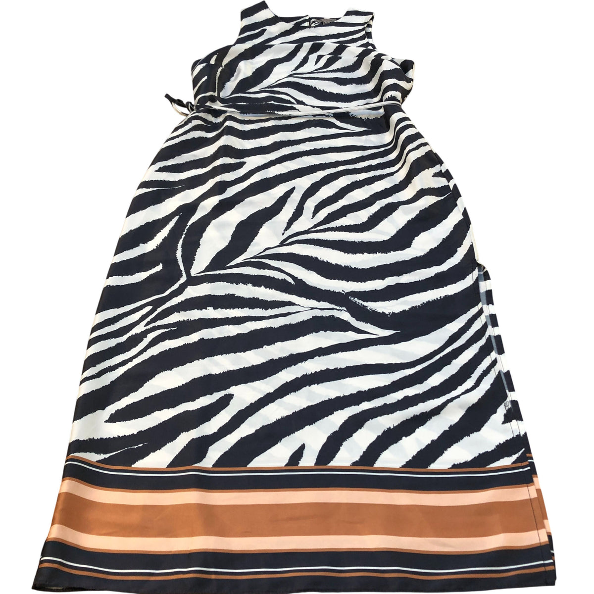 Branded Women's Zebra Print Midi Dress UK12 Sleeveless Polyester Chic Style