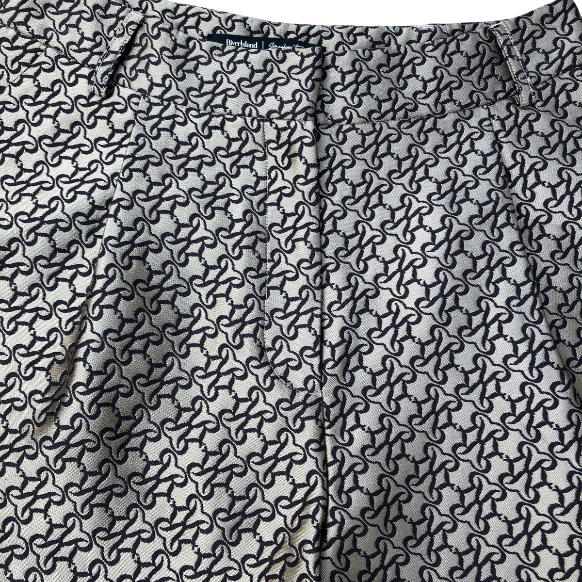 River Island Women's Shorts UK12 Brown Patterned Polyester Viscose