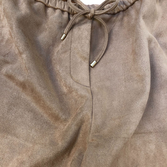 Women's Trousers Comfort Fit Soft Faux Suede Brown Casual