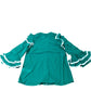 Branded Green Cotton Blouse Women's Frilled Sleeve Casual Top Size UK6