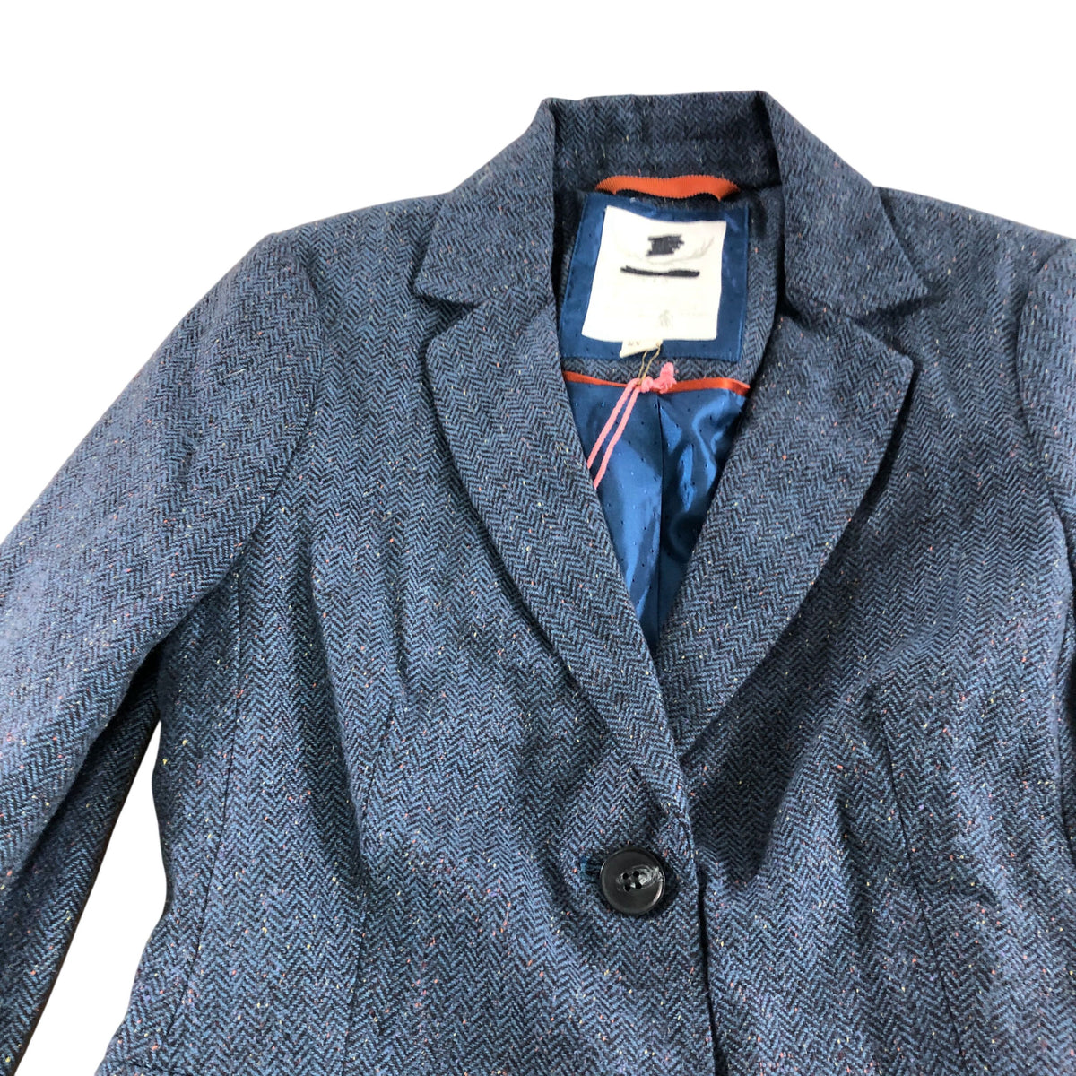 Misty Morning Nep Jacket UK6 Women's Navy Herringbone Blazer