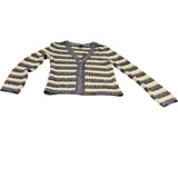 River Island Women's Size 8 Neck Cream Black Striped Cardigan