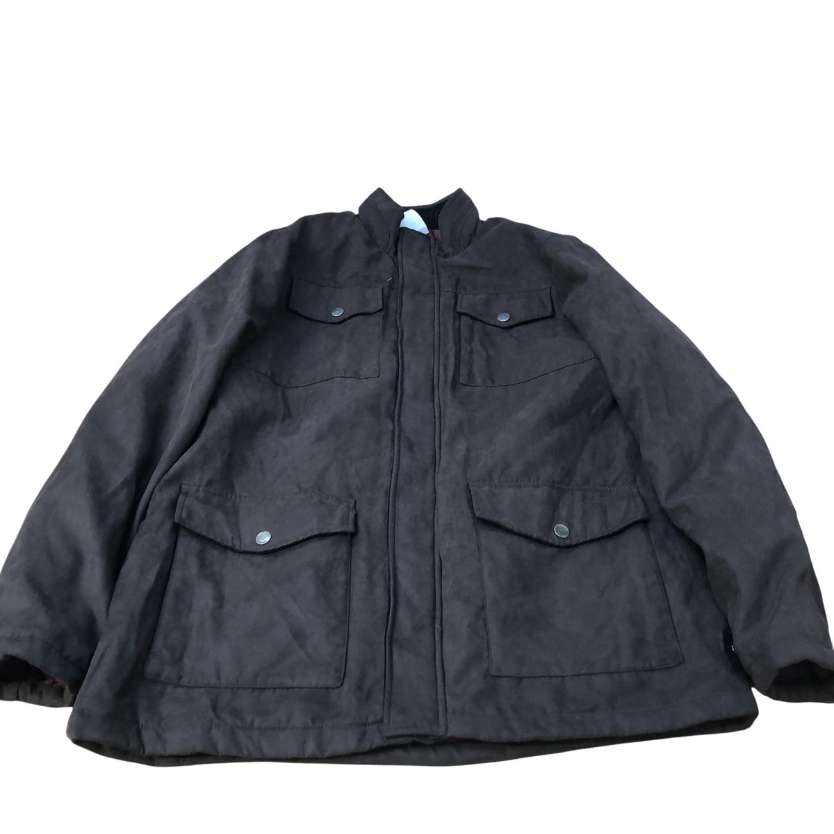 Men's Brown Polyester Casual Jacket with Pockets XL