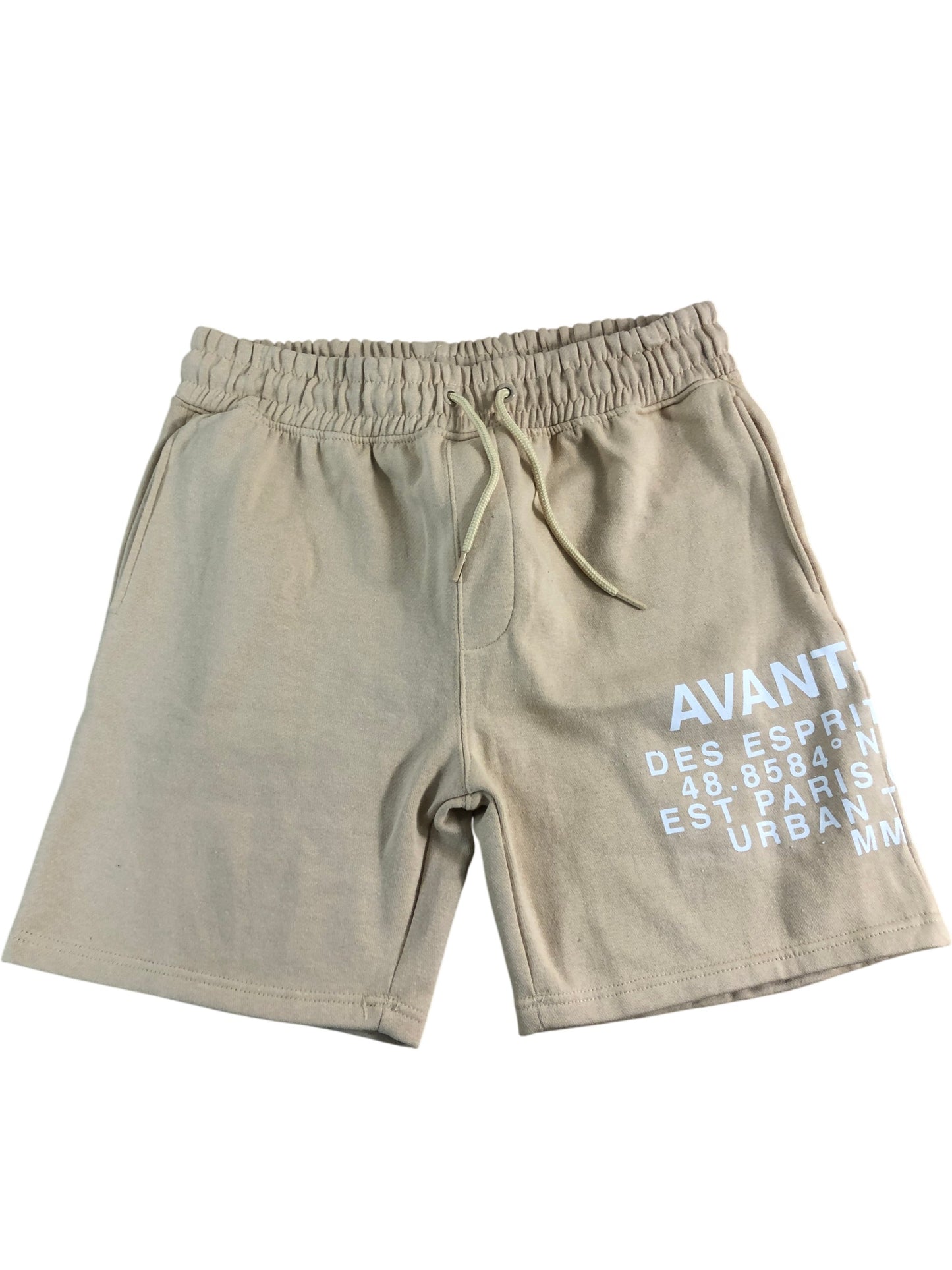 AVANT GARDE Men's Shorts L Beige Elastic Waist Casual Cotton Blend Urban Style