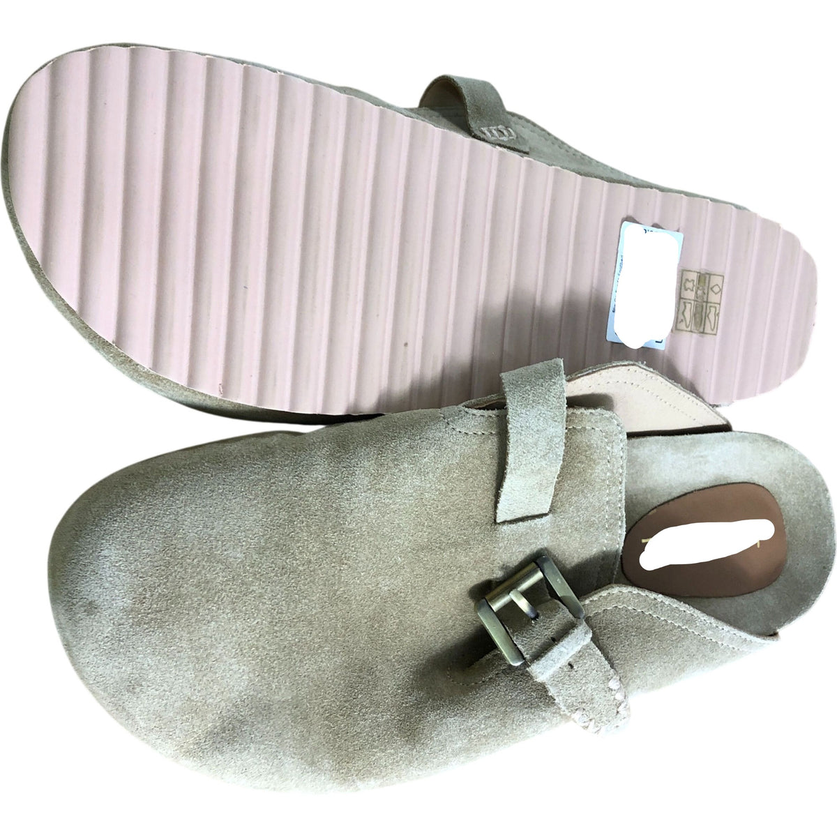Slip On Suede Footbed UK8 Women's Light Natural Buckle Sandals
