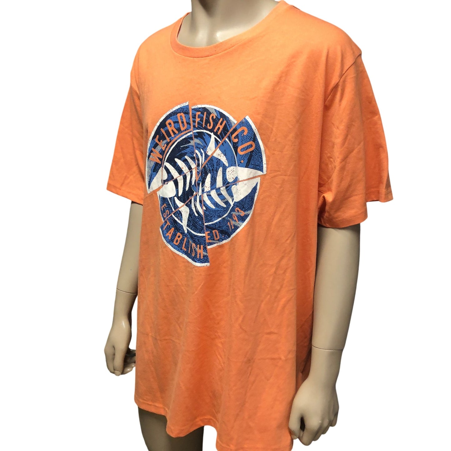 Weird Fish Co T-Shirt 4X Large Men's Orange Organic Cotton Graphic Tee