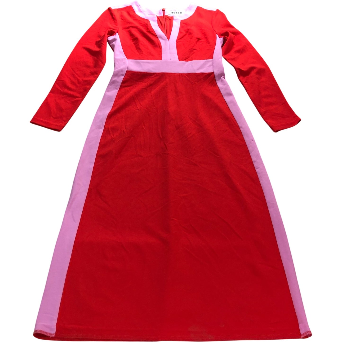 Red Colourblock Midi Dress - Size 8