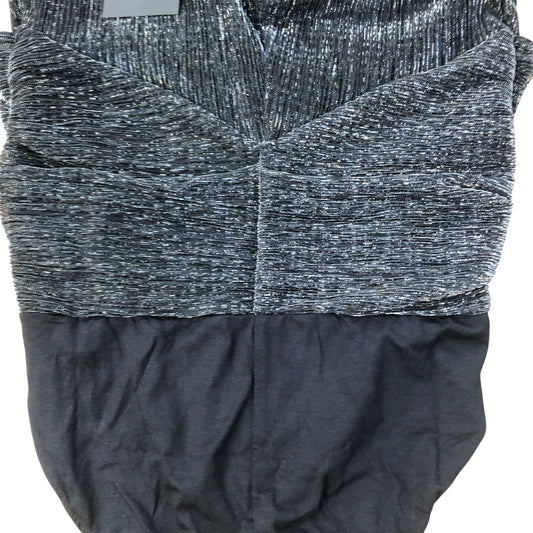 River Island Sparkly Bodysuit Women's Party Wear Black V Neck Strappy