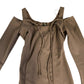 River Island Off The Shoulder Long Sleeve Dress Women's Dark Beige