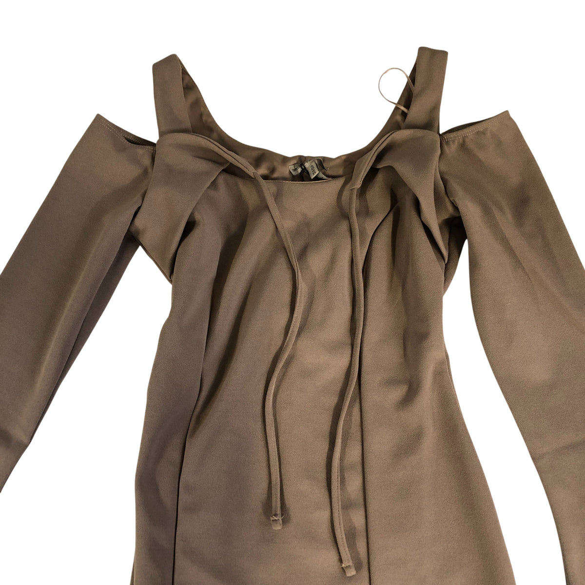 River Island Off The Shoulder Long Sleeve Dress Women's Dark Beige