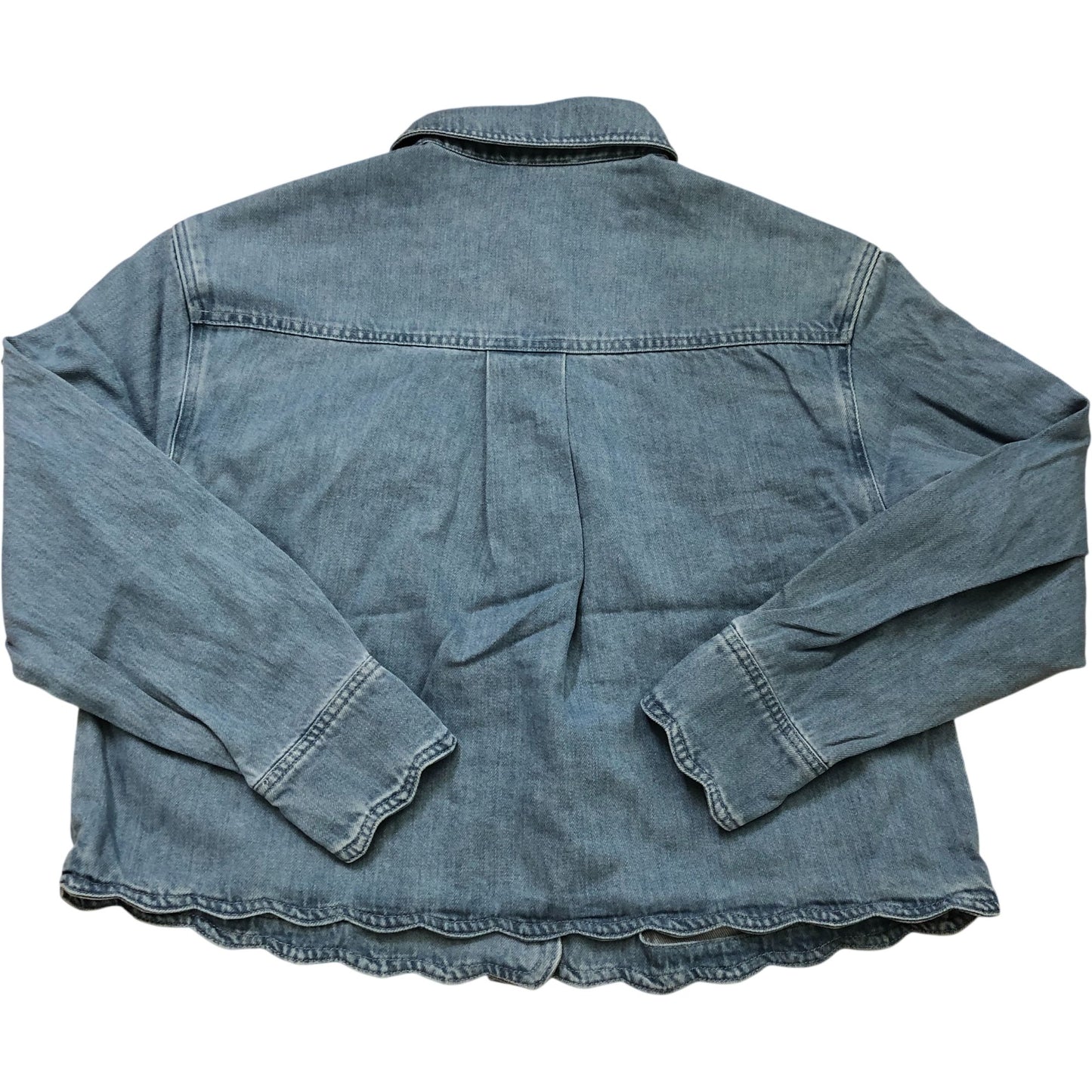 Scallop Trim Denim Shirt Mid Indigo Size M