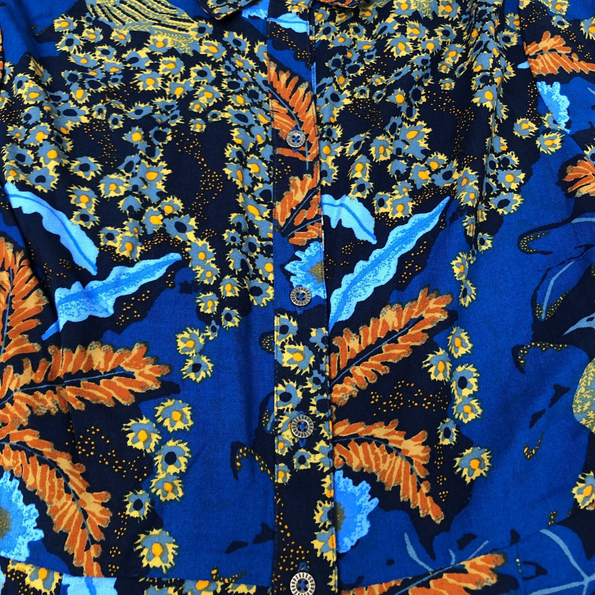 Long Sleeve Shirt Dress UK6 Women's Floral Patterns Viscose Blue Orange
