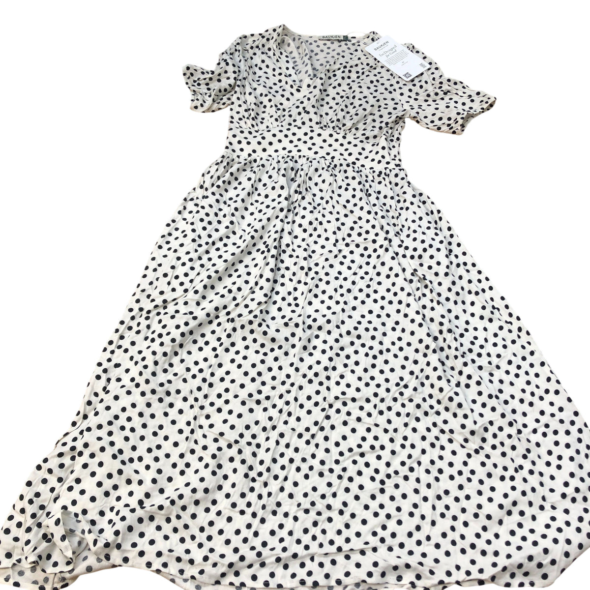 Baukjen Polka Dot Midi Dress UK12 Women's Short Sleeve Viscose