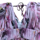 UK8 Women's Floral Pleated Maxi Dress Pink Long Sleeve