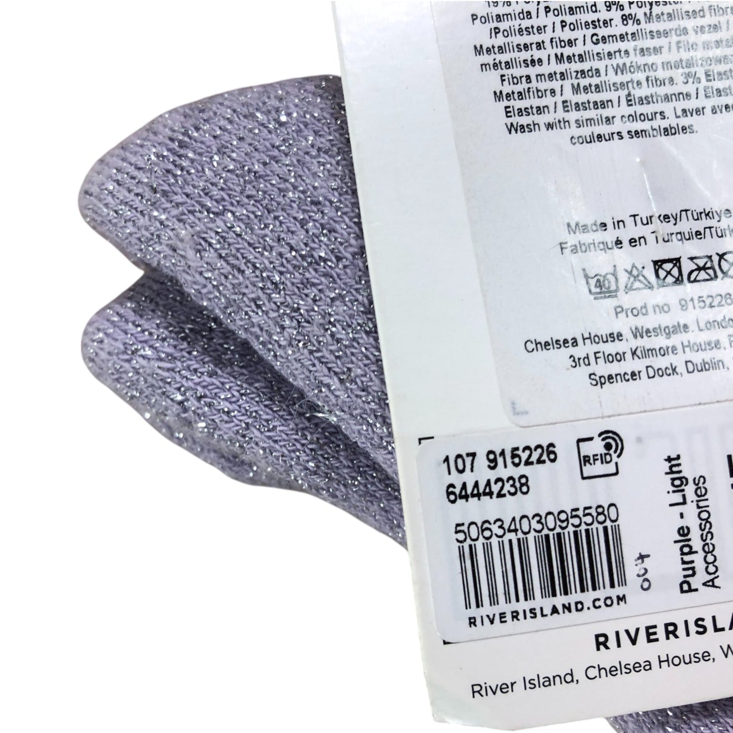 River Island Purple Light Sparkly Socks One Size Women's Fashion Accessories