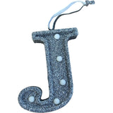 Light Up Silver Glitter Christmas Tree Decoration Letter 'J'