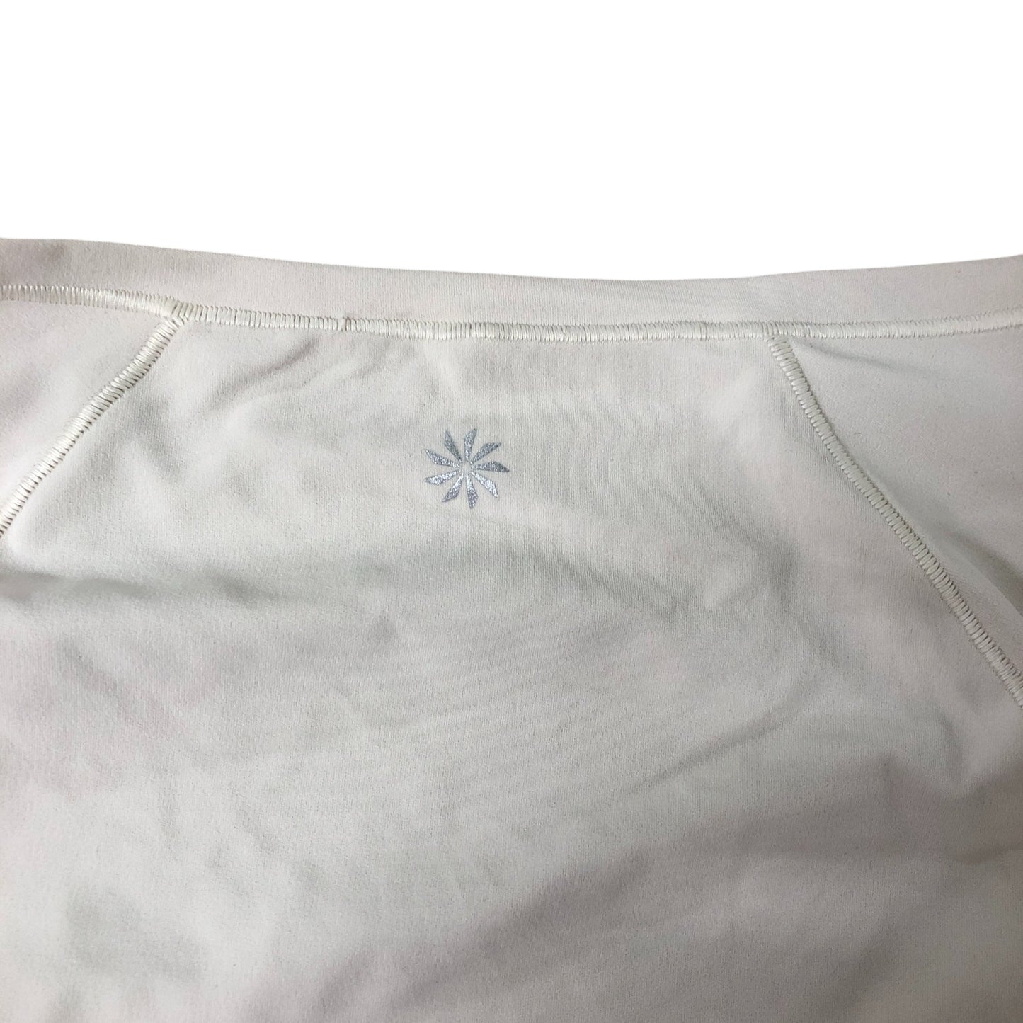 Athleta Women's Medium Scoop Neck Activewear Top Light Beige Short Sleeve