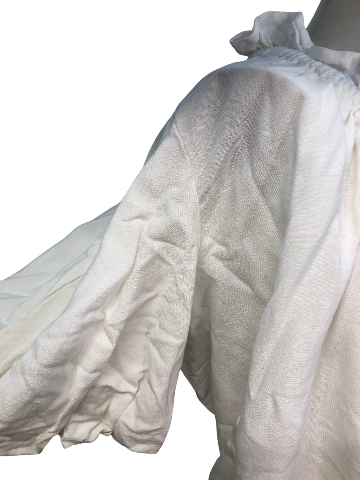 River Island White Blouse UK12 Women's Short Sleeve Ruffled Cotton Top