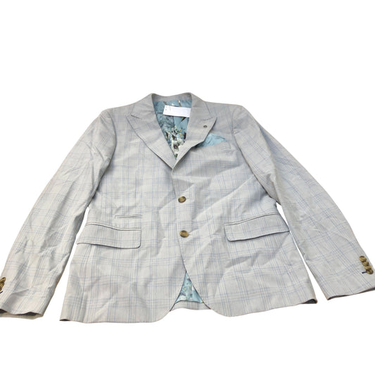 River Island Studios Light Grey Checked Blazer UK40R Men's Casual Smart Jacket