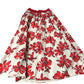 Floral Midi Skirt Women's Red White Cotton Flared Style UK8