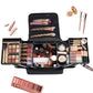 Joligrace Makeup Bag Cosmetic With Four Trays & Shoulder Strap Black