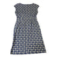 Printed Dress UK12 Women's Cap Sleeve Pineapple Pattern Blue Cotton