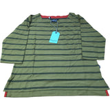 Weird Fish Olive Green Striped Top Women's 100 Percent Organic Cotton Size 14