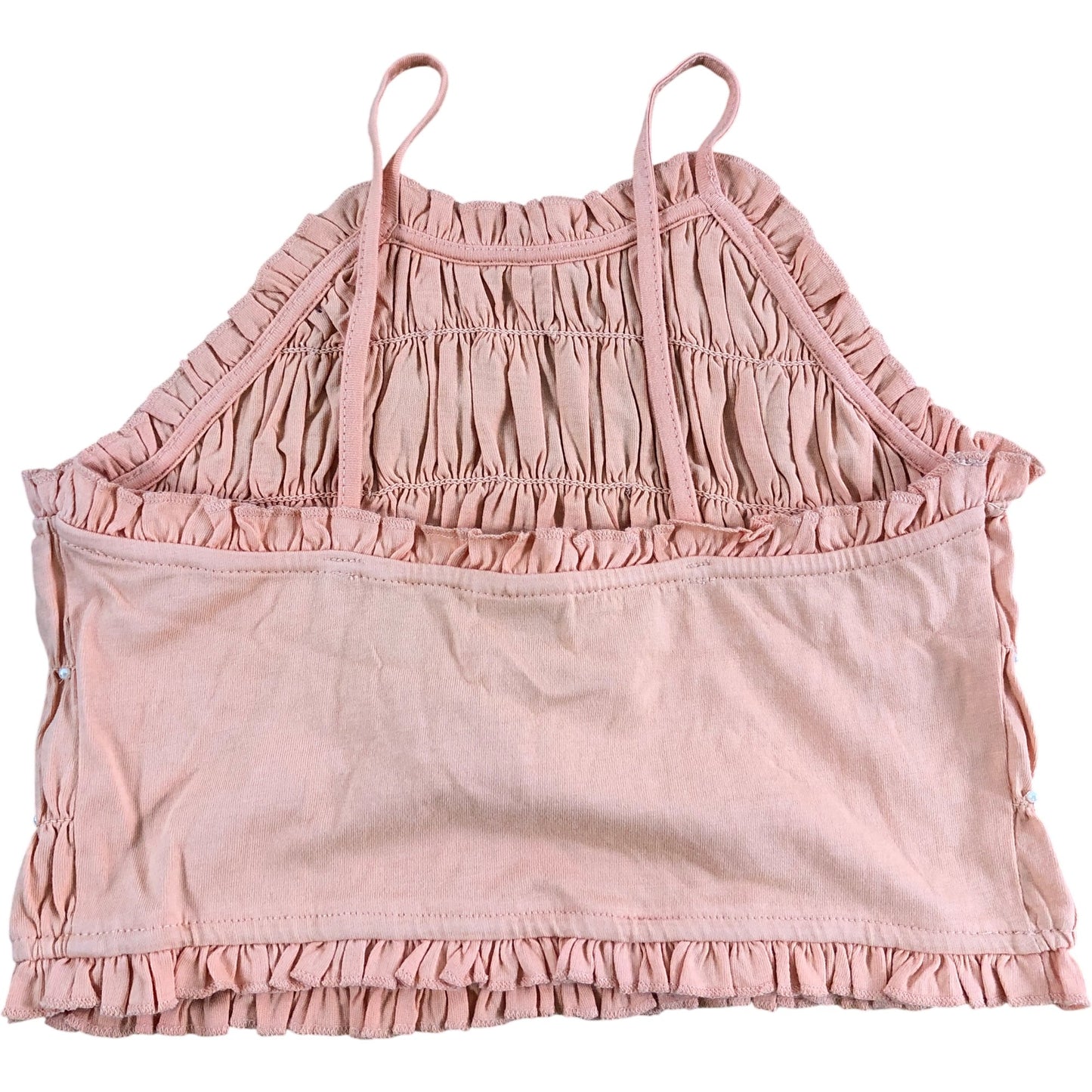 RIVER ISLAND Girls Coral Crop Top UK 7-8 Years Ruched Cotton Design