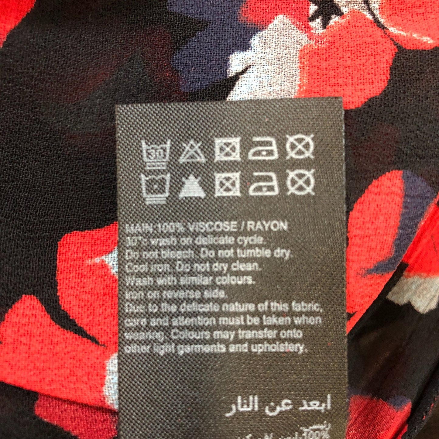 Floral Blouse Women's Long Sleeve Black Red Patterned UK18