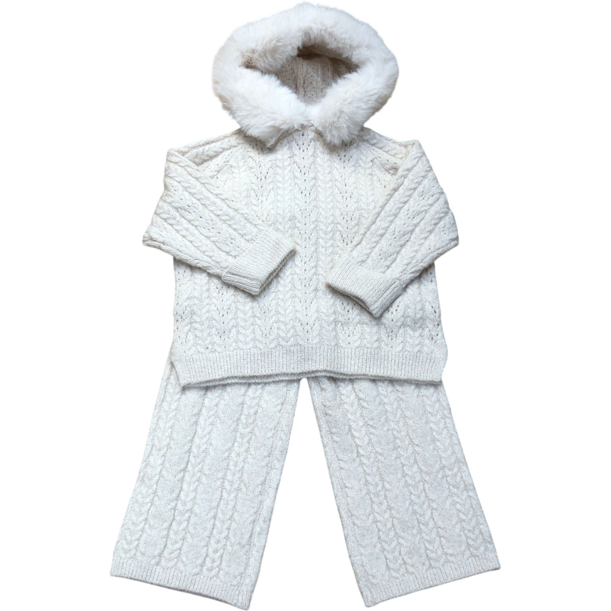 River Island Kids Cream Knitted Cable Knit Jumper & Trousers Set 18-24M