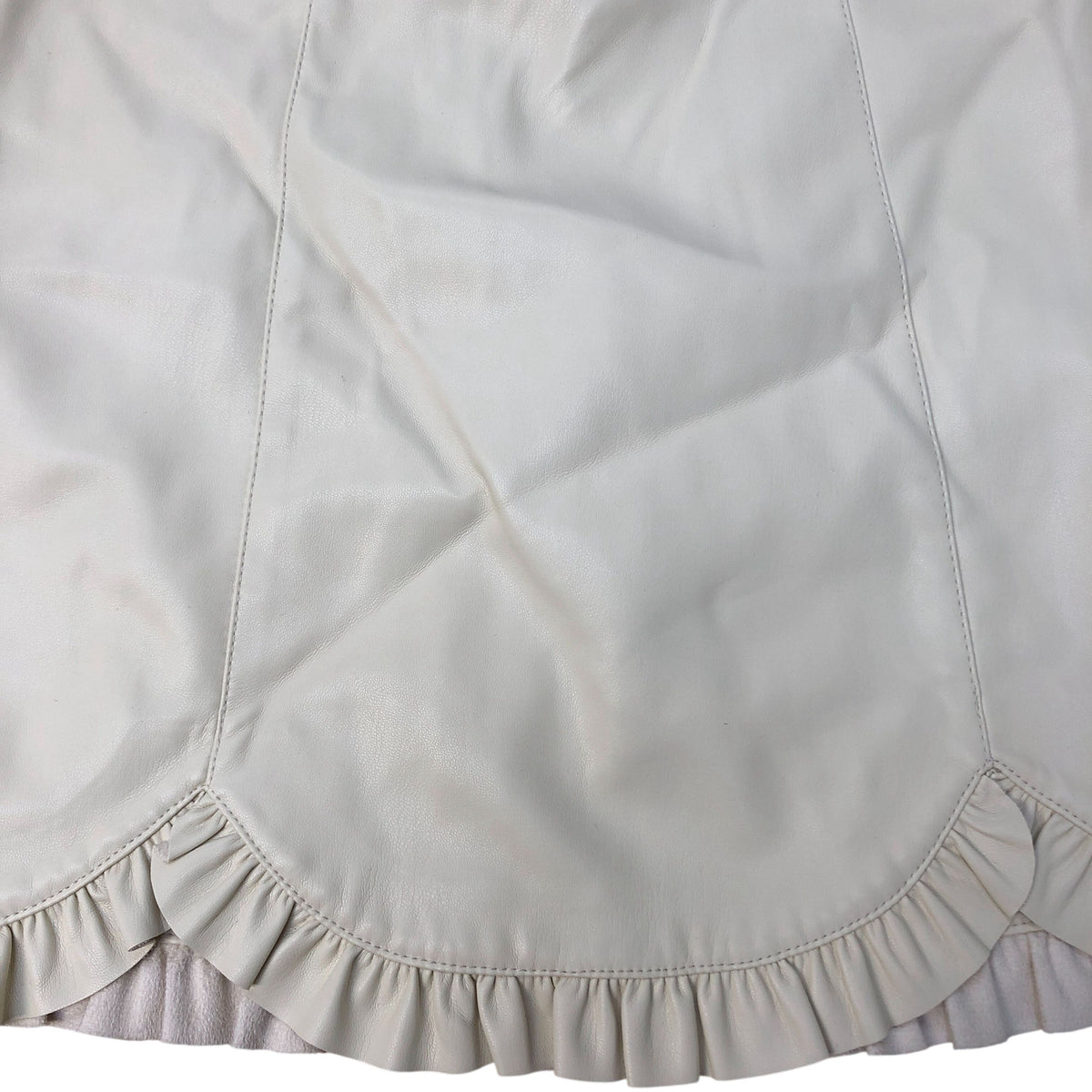 River Island A-Line Skirt Size UK8 Women's Ruffled Hem Cream Polyurethane