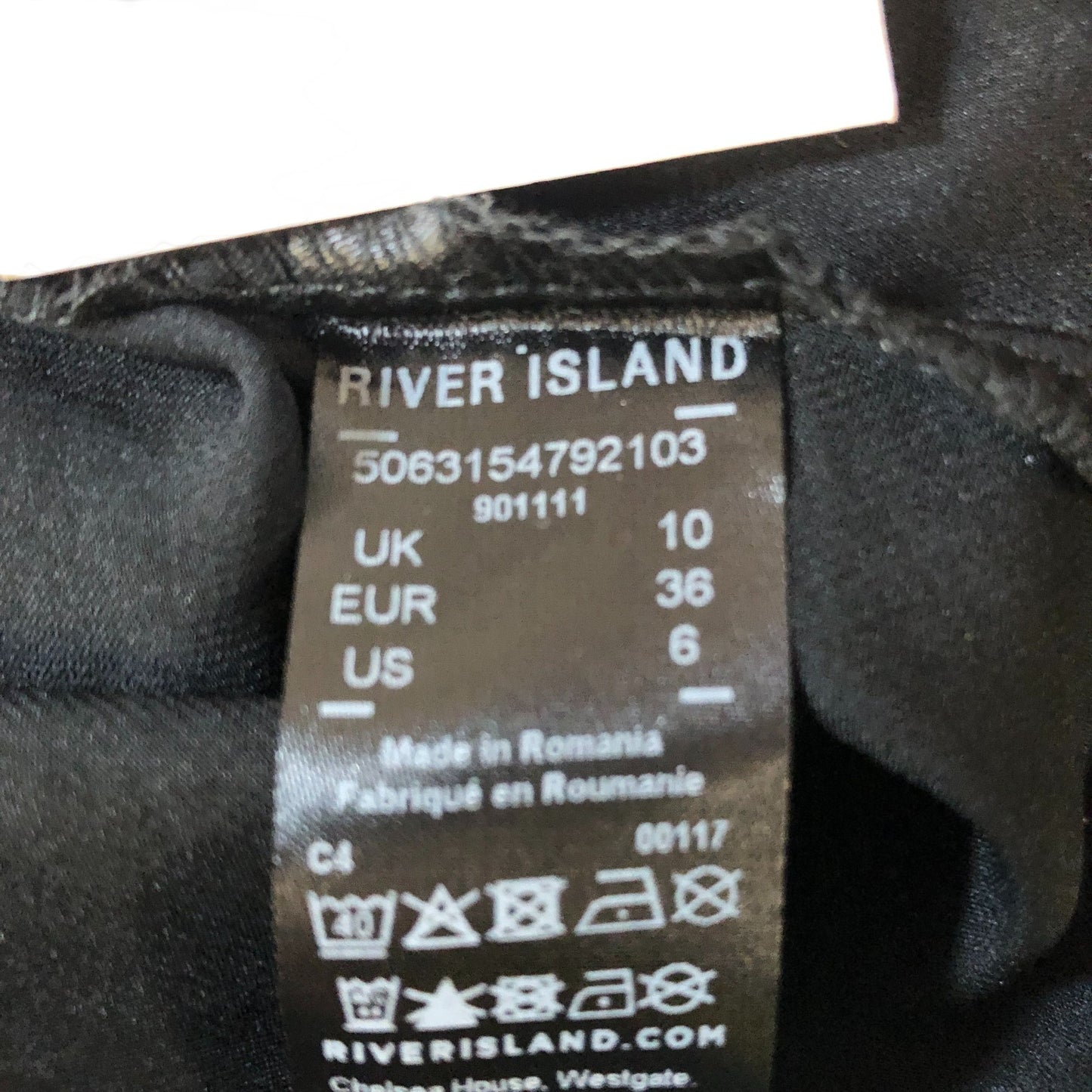 River Island Off Shoulder Top UK10 Women's Black Stretch Polyester Fashion