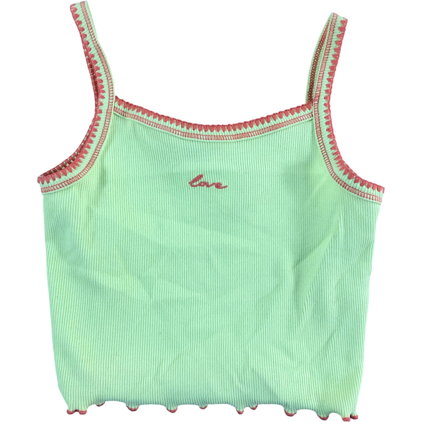 River Island Casual Lime 5-6 Years Girls Love Ribbed Tank Top