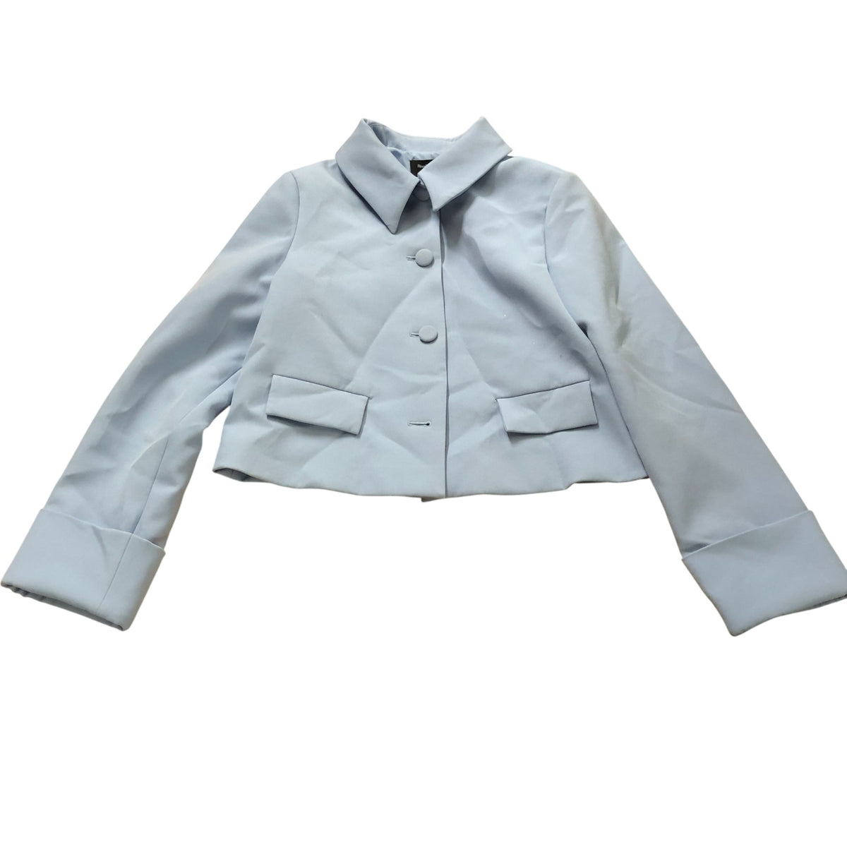 River Island Studios Women's Light Blue Cropped Jacket Stylish Size 6