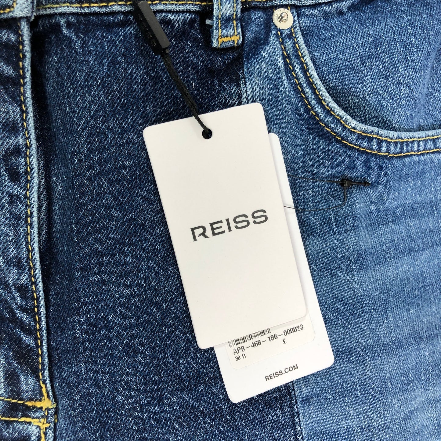 Reiss Birch Patch Straight Leg Jeans 30R Women's Mid Blue Denim Style