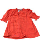 Baukjen Organic Cotton Blouse UK8 Women's Puff Sleeve Button Front Orange