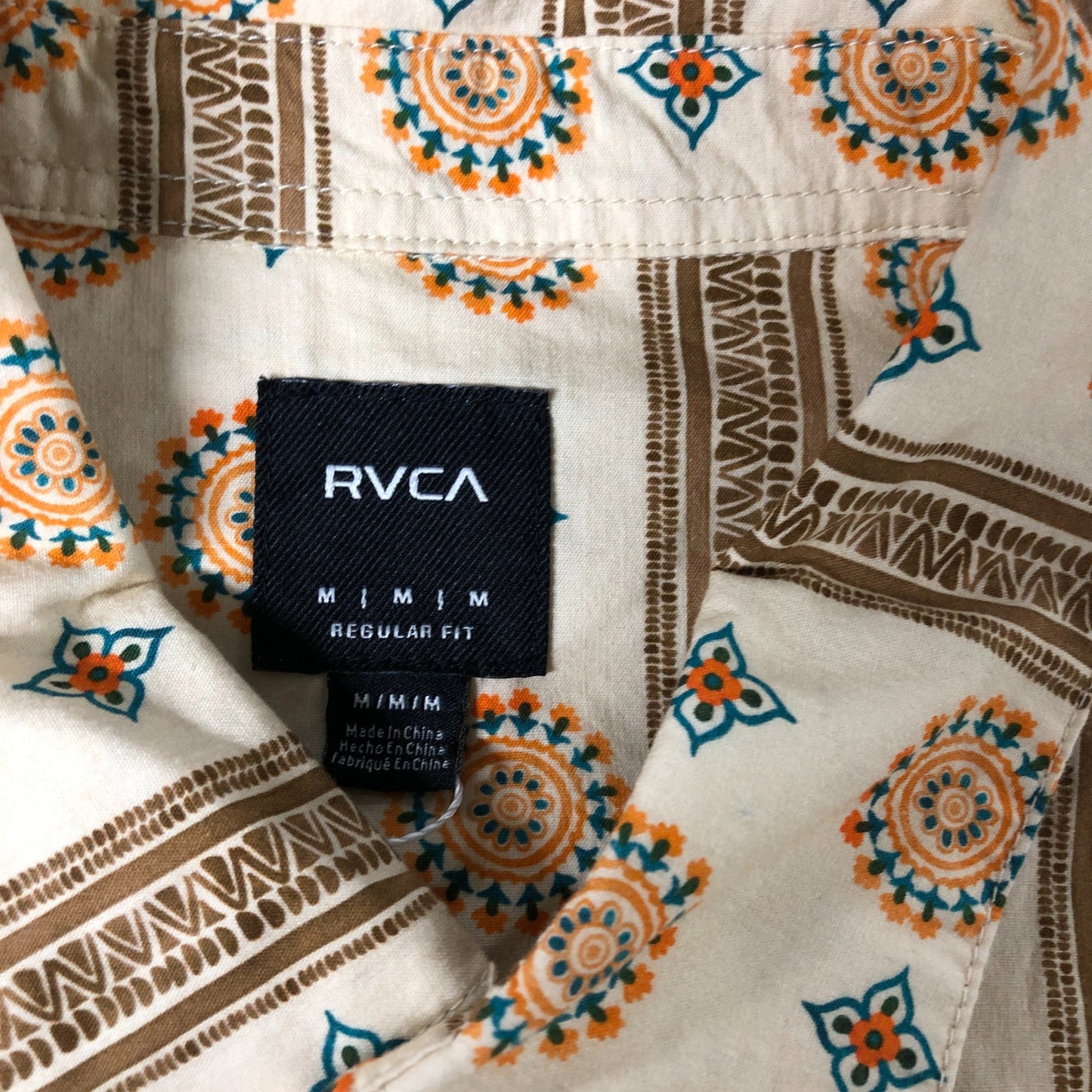 RVCA MIMI Regular Fit Casual Shirt Men's Floral Pattern Short Sleeve M